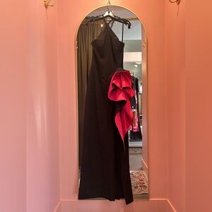 BCBGMaxAzria Black and Pink One Shoulder Dress